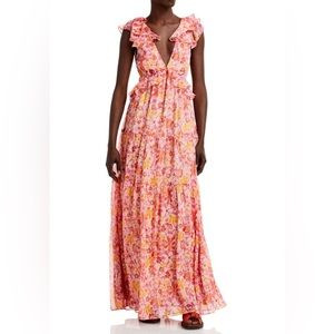 Aqua Pink Floral Maxi Dress